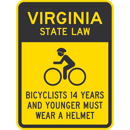Lyle Bicyclists 14 Years And Younger Must Wear A Helmet, 18x24, Non-Reflective, Yellow G-11026-NA_18x24