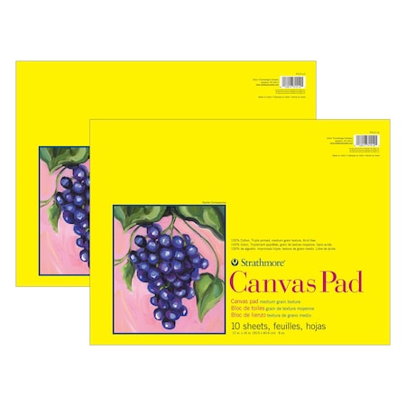 Strathmore 300 Series Canvas Pad, Tape Binding, 10 Sheet, 12x16 inch, 2PK P315-12