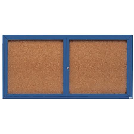 Aarco Illuminated Enclosed Bulletin Board w/ Blue Powder Coated Al Frame, 36''Hx72''W DCC3672RIB