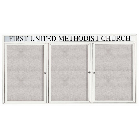Aarco Outdoor Enclosed Bulletin Board w/ Al Frame Header, Powder Coated White, Neutral 48''Hx96''W ODCC4896-3RHW