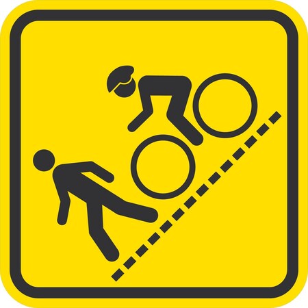 Lyle Pedestrian and Bike Crossing Symbol, 12x12, High Intensity Prismatic, Yellow G-2056-HI_12x12
