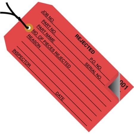 Box Packaging 2 Part Inspection Tag Rejected Pre Strung No 5 4-3/4L x 2-3/8W Red 500/Pk G21022