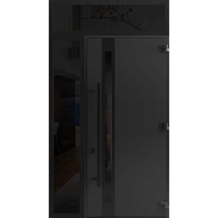 Vdomdoors Front Exterior Prehung Steel Door Ronex1033 Teak 96 Sidelight and Transom Window Sidelite Entry RONEX1033EXD-OAK-W36+14xH96+16-LH-I