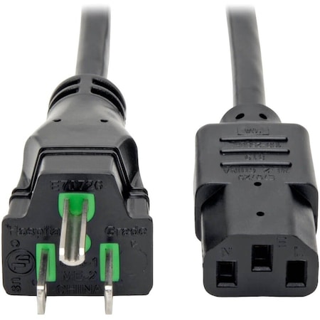 Eaton Tripp Lite Series Hospital-Grade Power Cord, NEMA 5-15P to C13 - Green Dot, 10A, 125V, 18 AWG, 6 P006-006-HG10