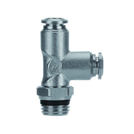 Usa Industrials Push to Connect Tube Fitting, Nickel Plated Brass w/ Metal Release Ring, Male Run Tee ZUSA-TF-PTC-NPBR-560