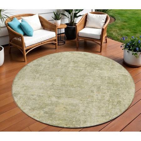 Homeroots 8' Sage And Beige Round Abstract Washable Indoor Outdoor Area Rug 630539