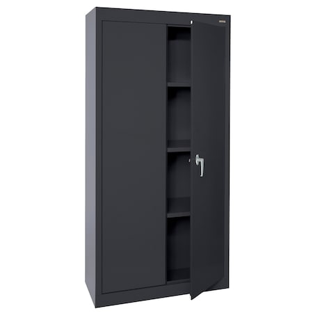 Sandusky Lee Shelving Storage Cabinet, 72 in H, 30 in W, 18 in D, Swing, Keyed, Black, 3 Shelves, 0 Drawers VF31301872-09