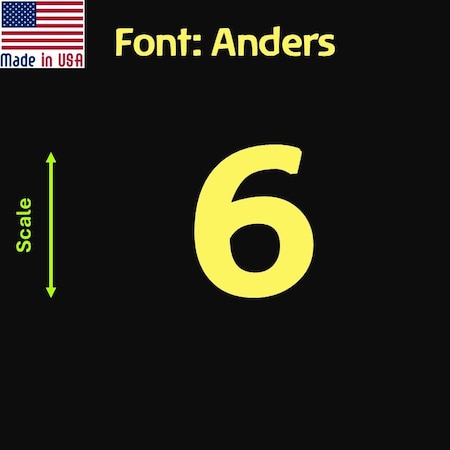 Aacc Self-Adhesive Vinyl Number: 6, Size: 6 cm. Color: Yellow Font: Anders, 24PK AACC-Anders-N6-Yellow-M6x24