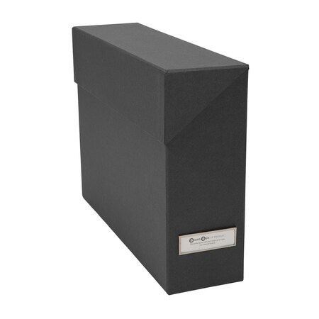 Bigso Lovisa Fiberboard Label Frame 12 File Storage Box, 9.4 x 3.7 x 13 in, Dark Grey, 6PK 680145641