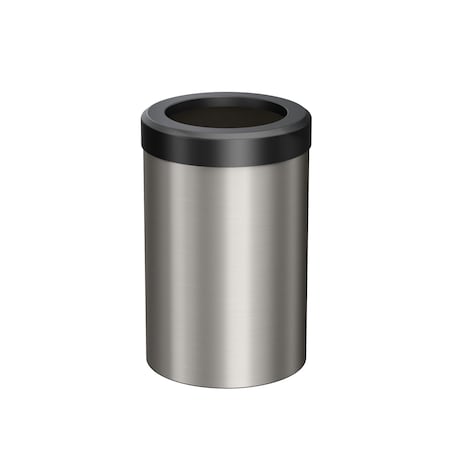 Gatco Modern Round 3 Gal. Wastebasket, Satin Nickel/Matte Black Lid 1911MX