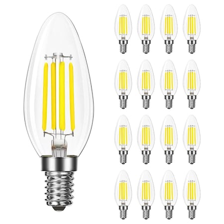 Luxrite 8W LED Candelabra Bulb, 75W Equivalent, E12 Base, 1000 Lumens, 5000K Bright White, 16PK LR21714