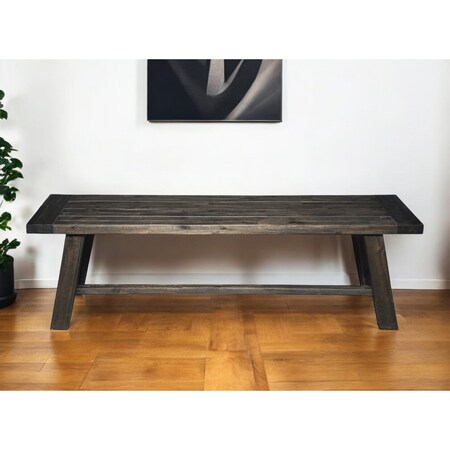 Homeroots 60" Gray And Dark Brown Distressed Wood Dining Bench 524059