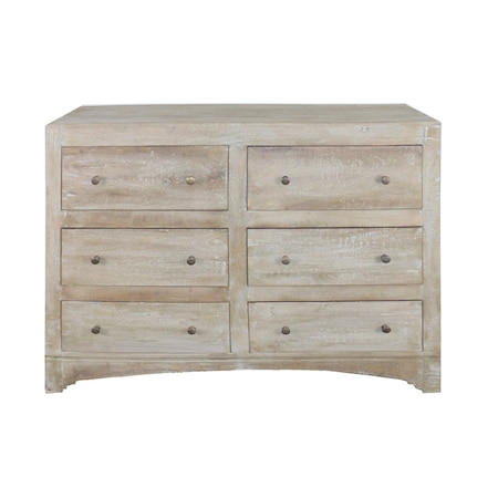 Homeroots 60" Brown Solid Wood Six Drawer Double Dresser 489220