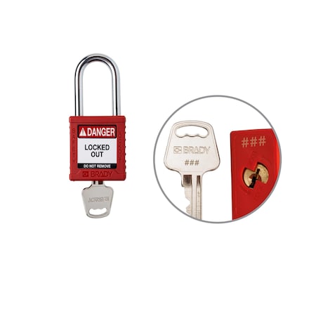 Brady Padlock Plastic RED 1.5in Stl KeyCode77 SDPL-RED-38ST-077