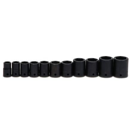 Williams Impact Socket Set, 1/2" D, 6Pt 11pcs. SAE, JHWWS-4-11RC JHWWS-4-11RC