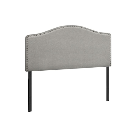 Homeroots Gray Linen Blend Upholstered Arched Full Headboard With Nail Head Trim 490191