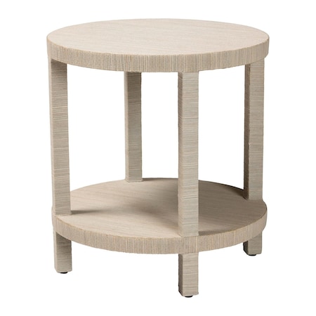 Bali & Pari Rocco Bohemian Woven Grasscloth End Table 255-14046-ZORO