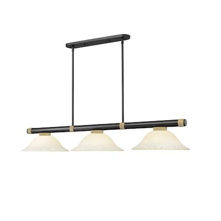 Z-Lite Vanguard Matte Black + Rubbed Brass 3 Light Billiard 3050-3MB-RB-GM16