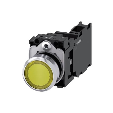 Siemens Illuminated pushbutton, 22 mm, round, metal, shiny, yellow 3SU1152-0AB30-3FA0-ZY15