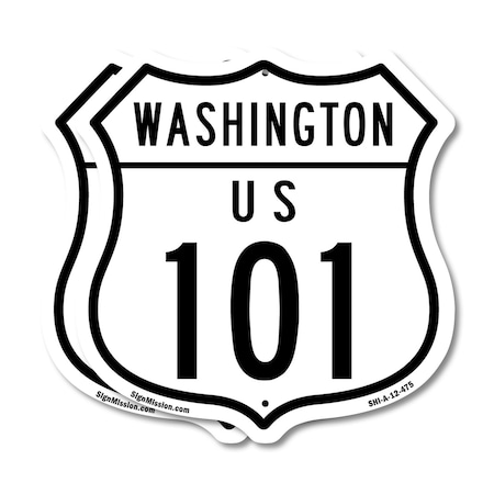 Signmission Washington Route Marker Shield Sign Us 1, 12 inch X 12 inch, Aluminum Metal Sign, 2PK SHI-A-2PACK-12-475