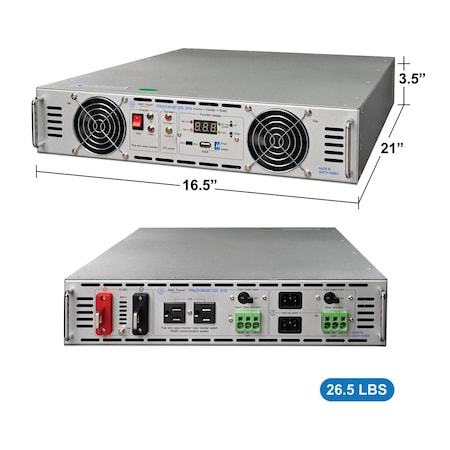 Aims Power 3000 Watt NEGATIVE 48 Volt Rack Mount Inverter To 120 Volt AC - 2U, -48V PRM3KWN48120S