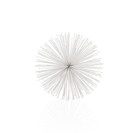 Homeroots 8" White Iron Decorative Orb Tabletop Sculpture 480038