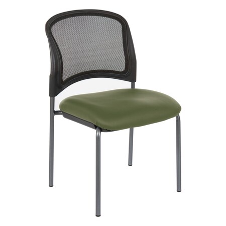 Office Star ProGrid Titanium & Black Visitors Chair, Straight Legs, Dillon Green 86724R-R106