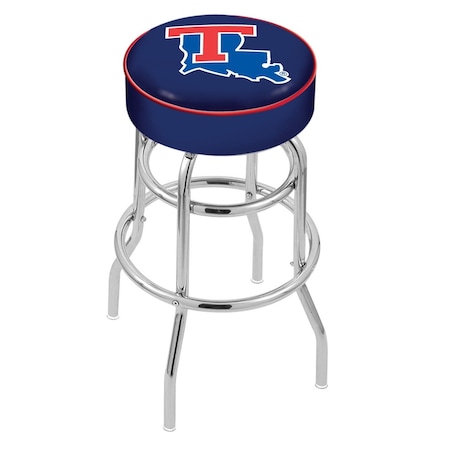 Holland Bar Stool Co 25" Louisiana Tech Cushion Seat, 2-Ring Chrome Swivel Bar Stool L7C125LaTech