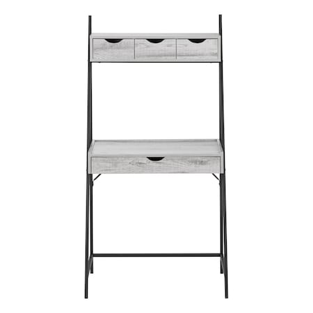 Homeroots 32" Gray and Black Wood and Metal Sled Computer Desk With Four Drawers 489873