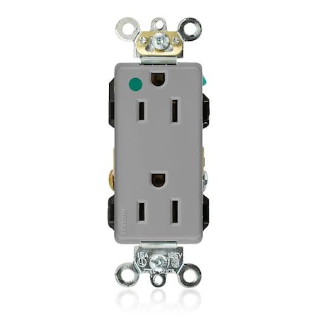 Leviton PlugsandReceptacles, 15A, 125VAC, Gry, Nylon 16262-HGG