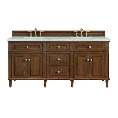 James Martin Vanities Lorelai 72''D Vanity, Mid-Century Walnut w/ Jasmine Pearl Silestone Top w/FreePower Wireless Charger 424-V72-WLT-FEJP