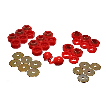 Energy Suspension Body Mount Bushings, Red; Polyurethane 2.4107R