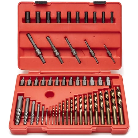 Neiko Master Screw Extractor, 55 Pieces, Multi Spline, Spiral and Nut Extractors, 5/64 in to 0.5 in Size 04202A