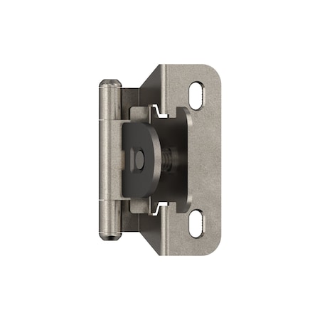 Amerock 1/4in 6mm Overlay Single Demountable Partial Wrap Nickel Cabinet Hinge, 1 Pair BPR871514