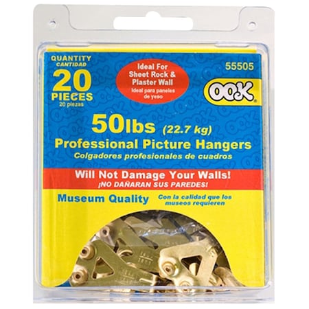 Hillman OOK Brass-Plated Blue Hanger Picture Hanging Kit 50 lb 20 pk 535892