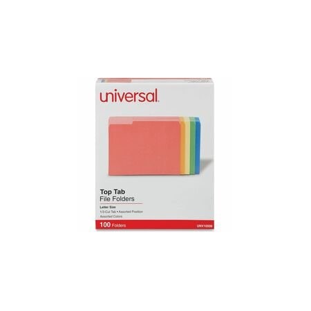 Universal File Folders 9-1/2" x 11-3/4", Assorted Colors, 100PK UNV10506