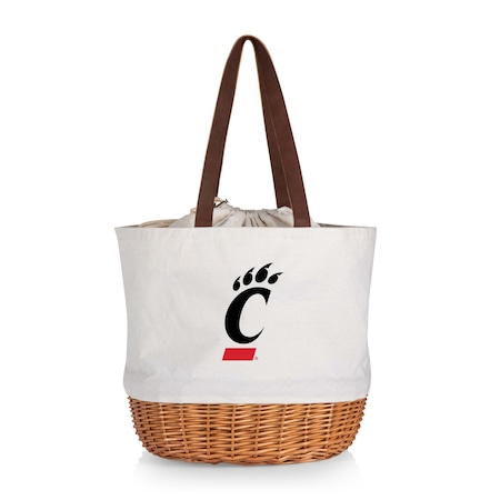 Picnic Time Family Of Brands NCAA Cincinnati Bearcats Coronado Canvas and Willow Basket Tote - Picnic Bag 203-00-187-664-0