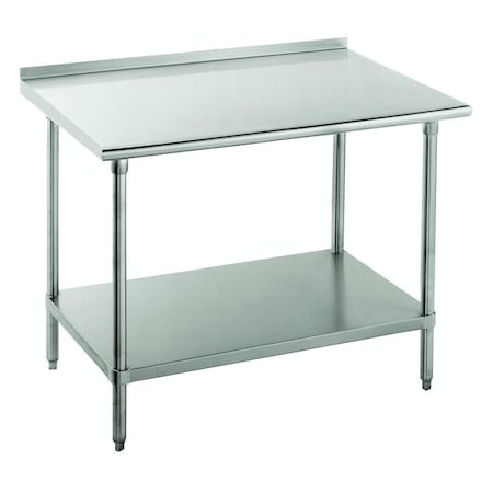 Advance Tabco Work Table 60 in.W x 36 in.D 16 gauge 304 stainless steel top with 1-1/2 in.H rear up-turn FMS-365
