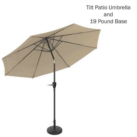 Pure Garden 10-Foot Outdoor Patio Umbrella with Auto-Tilt, Sand 50-LG1042B