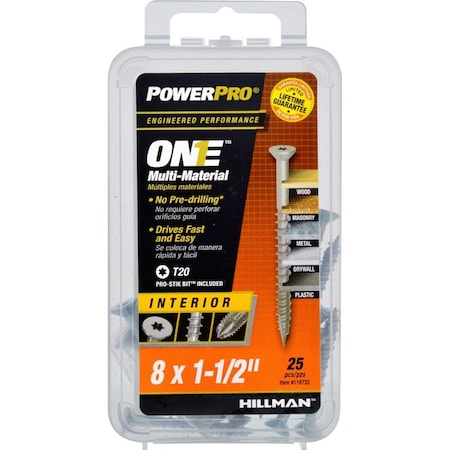 Hillman Multi-Material Screws, Zinc-Plated Steel 25 PK 116722