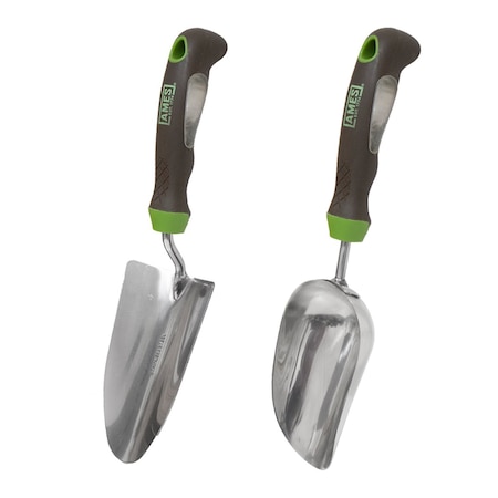 Ames Garden Hand Tool Set, 2-Piece, Trowel, Scoop, Ergonomic Gel Grip 24452009