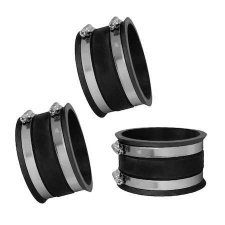 Powertec 4 in. Dust Control Flex Cuff with Steel Hose Clamps, Hose Connector Rubber Cuff Coupler, 3PK 70149-P3N