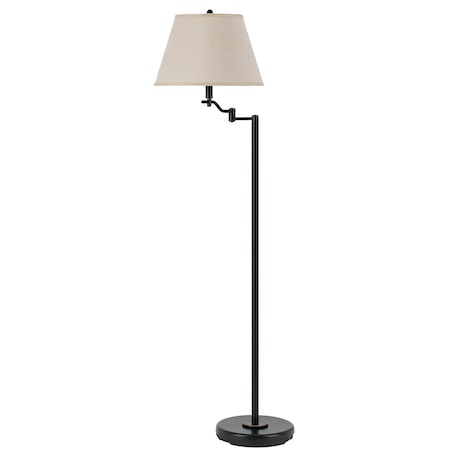 Homeroots 60" Bronze Swing Arm Floor Lamp With Beige Fabric Empire Shade 526251