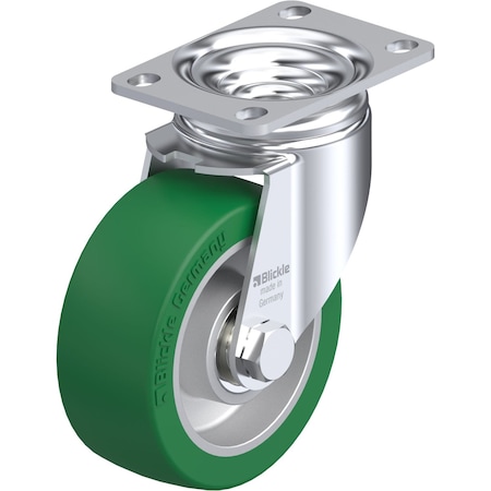 Blickle Swivel Plate Caster, PU, 4", 400 lb. L-ALST 100K-12