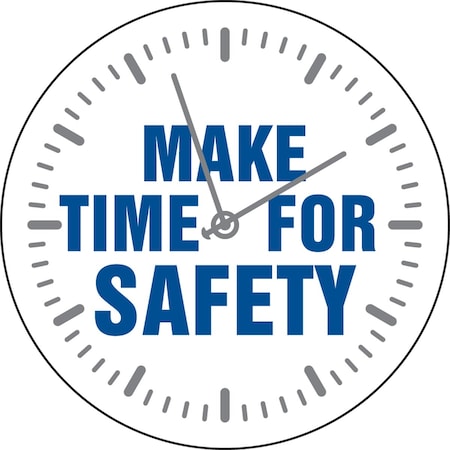 Accuform Hard Hat Sticker, 214 in Length, 214 in Width, MAKE TIME FOR SAFETY Legend, Adhesive Vinyl LHTL136