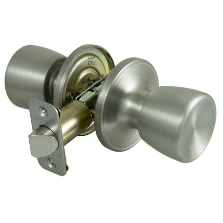 Prosource Passage Knob, Metal, Stainless Steel, 2-3/8 to 2-3/4 in Backset, 1-3/8 to 1-3/4 in Thick Door TS630BRA4V