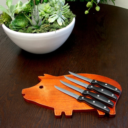 Oster Granger 4.5 in. Stainless Steel Blade Steak Knife Set in Black (4 Pack) 75681.04