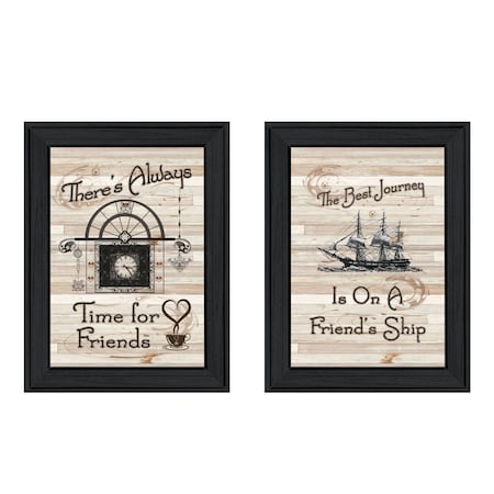 Homeroots Set Of Two Friendship Journey 1 Black Framed Print Kitchen Wall Art, 2PK 405923