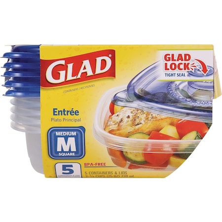 Glad 25 Oz. Clear Square Entree Container, 5PK BBP35095