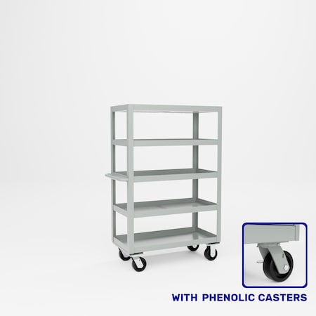 Pucel Expanded Metal Stock Cart, Five Shelf, 36 in W x 18 in D x 56 in H, Gray X-1836-P